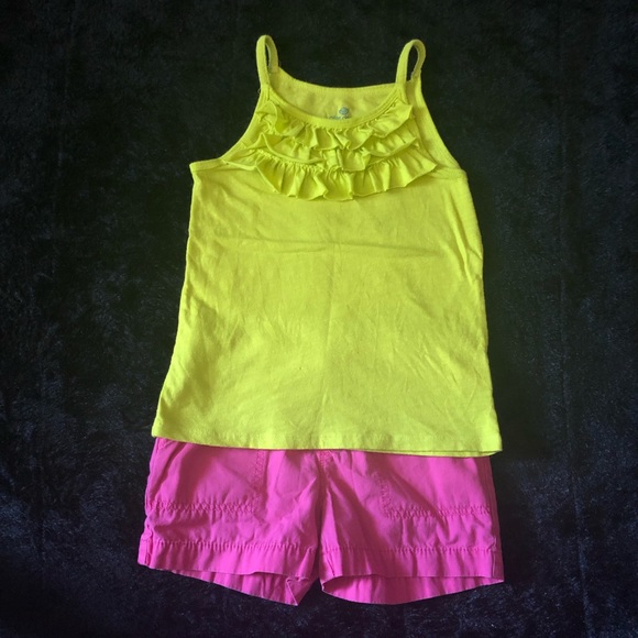 Okie Dokie Chartreuse Ruffled Spaghetti Tank Top - Picture 4 of 4